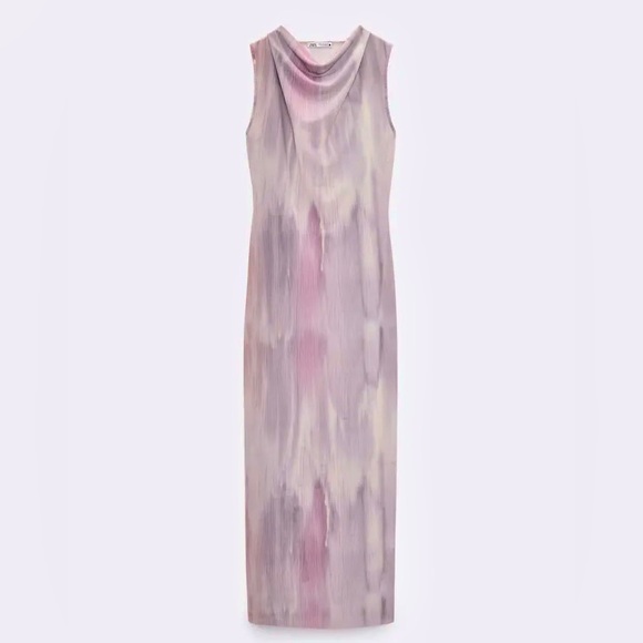 Zara NWOT Lilac / light purple tie dye maxi dress - Picture 4 of 7